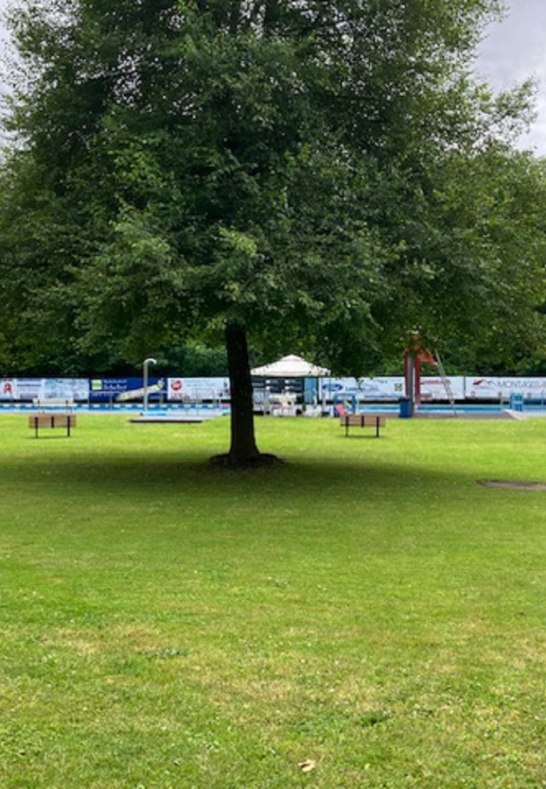 Liegewiese mit Blick auf die Schwimmbecken | © Hans-Dieter Funk Liegewiese mit Blick auf die Schwimmbecken | © Hans-Dieter Funk