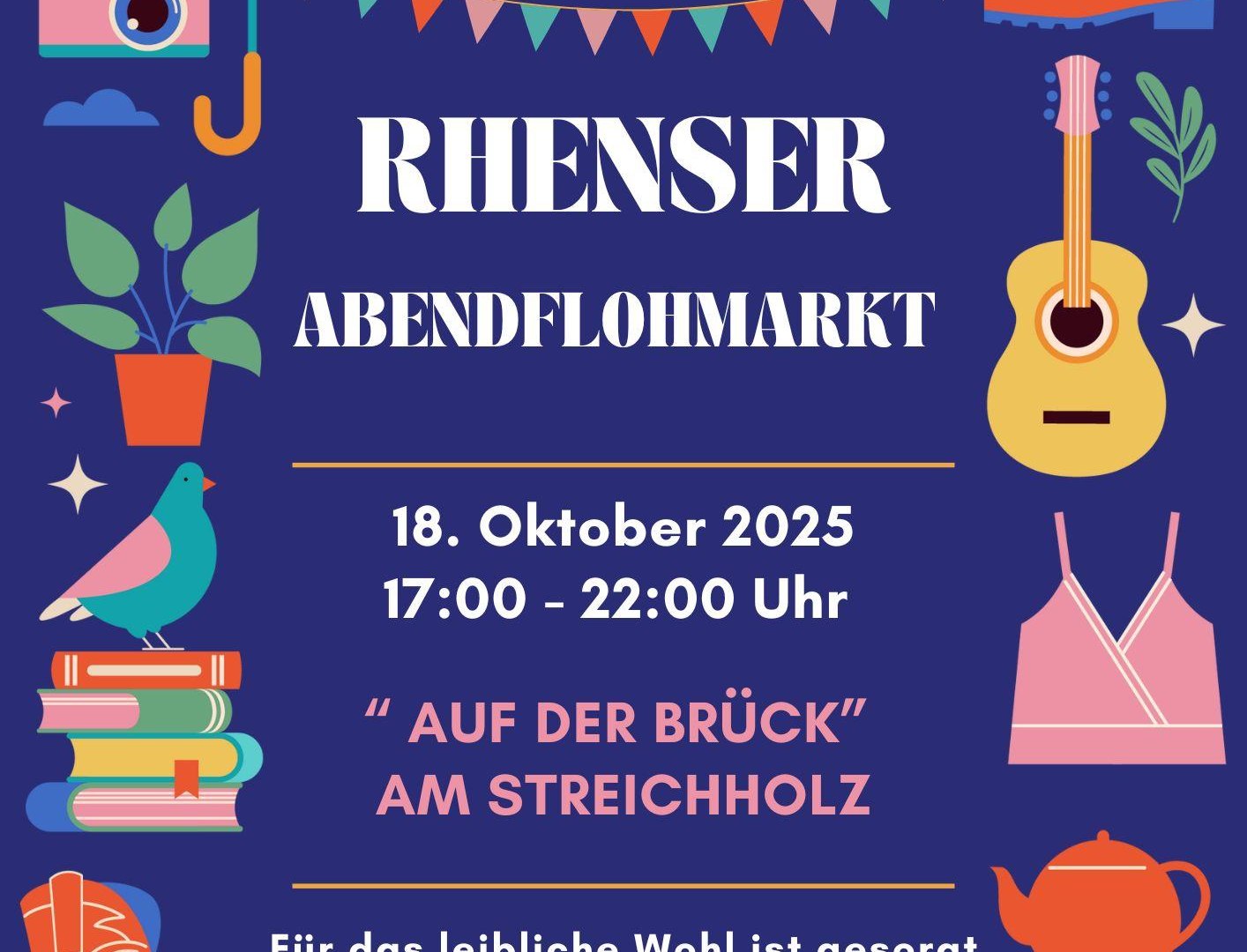 Plakat Abendflohmarkt Oktober 2025 | © Rhenser Abendflohmarkt