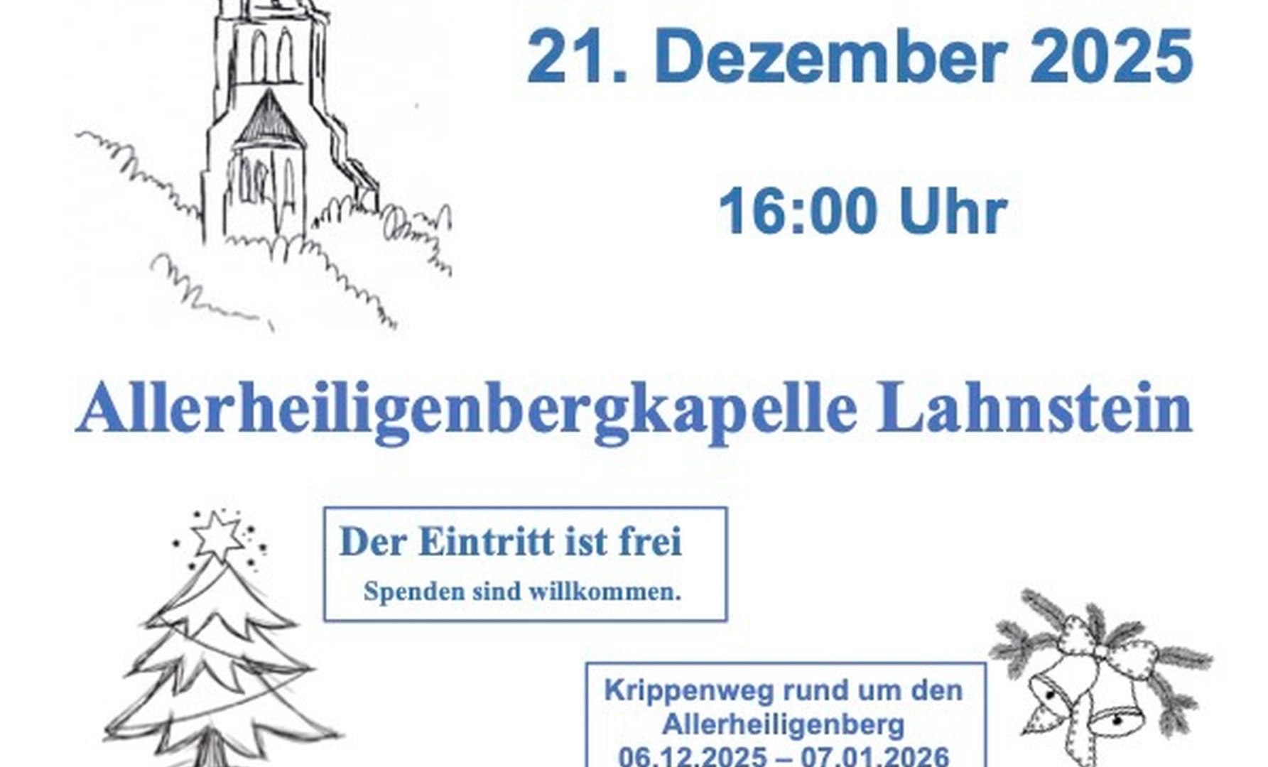 Einstimmen auf Weihnachten | © Förderkreis Allerheiligenberg Lahnstein e.V. Einstimmen auf Weihnachten | © Förderkreis Allerheiligenberg Lahnstein e.V.