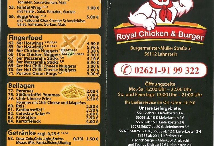 Royal Chicken & Burger Speisekarte | © Nabil Alfrij Royal Chicken & Burger Speisekarte | © Nabil Alfrij