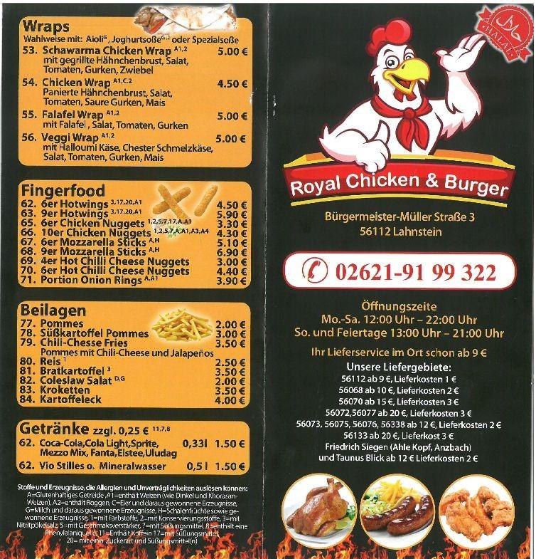 Royal Chicken & Burger Speisekarte | © Nabil Alfrij Royal Chicken & Burger Speisekarte | © Nabil Alfrij